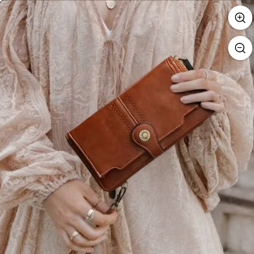 S-ZONE Wristlet Wallets for Women Crossbody Cell Phone Purse RFID Light Brown.